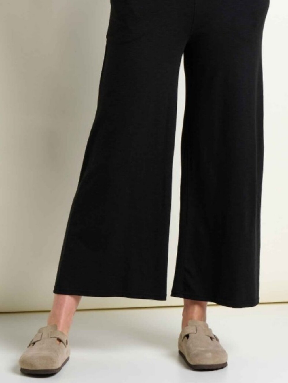 Heavenly Body Wear Organic Cotton Jersey Wide Leg Crop Black Pants Size L